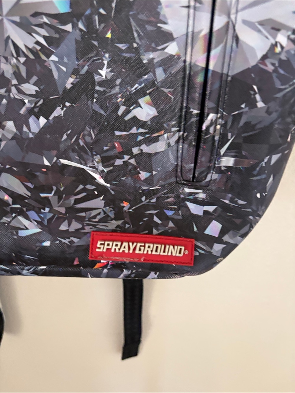 Sprayground Black Checker & Crystal Graphic Backpack with Red Trim - Picture 4 of 4